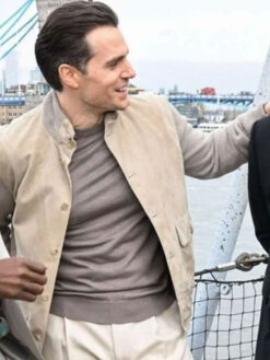 Henry Cavill Beige and Gray Bomber Jacket