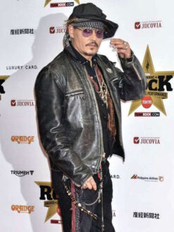 Johnny Depp Black Distressed Leather Jacket