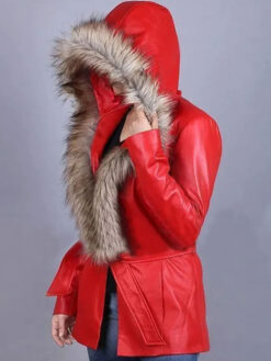 Mrs Claus Red Leather Jacket