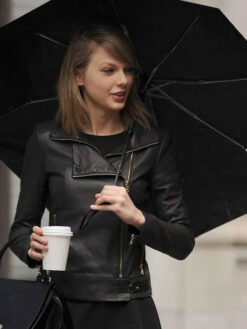 Taylor Swift Black Leather Biker Jacket