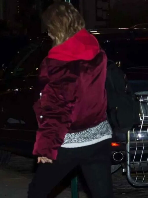 Taylor Swift Burgundy Bomber Jacket