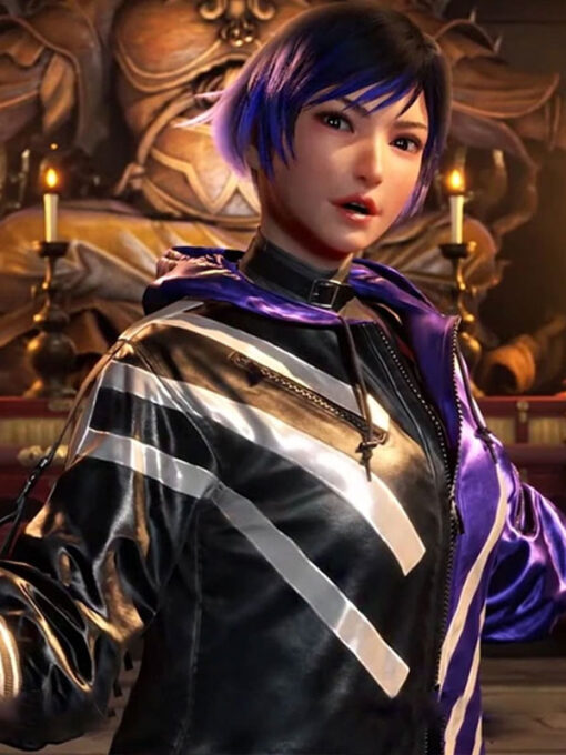 Tekken 8 Reina Black and Purple Cosplay Jacket