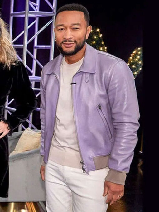 The Voice Purple Leather Bomber Jacket