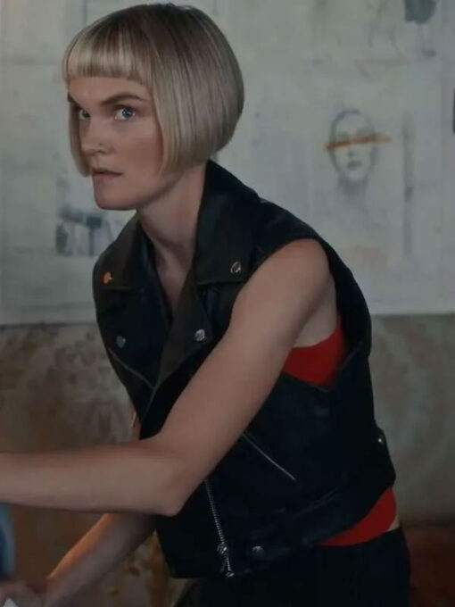 Betty Black Leather Vest