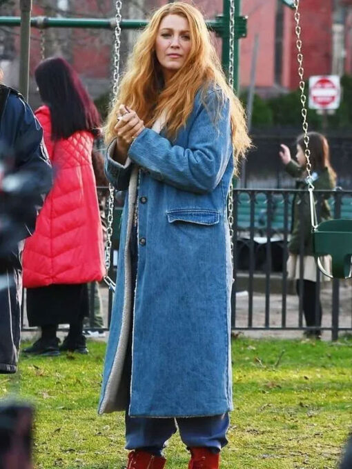 Blake Lively Denim Trench Coat