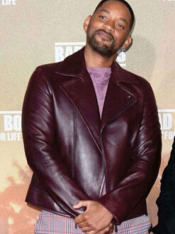 Will Smith Smith Maroon Biker Jacket