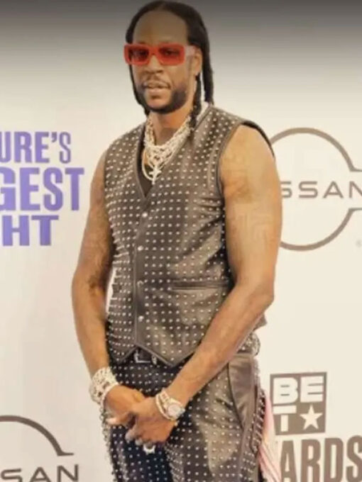 2 Chainz Black Studded Leather Vest