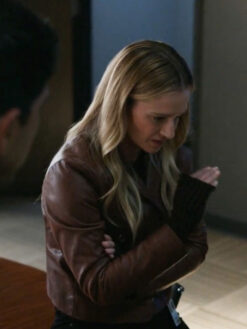 A.J Cook Brown Leather Jacket