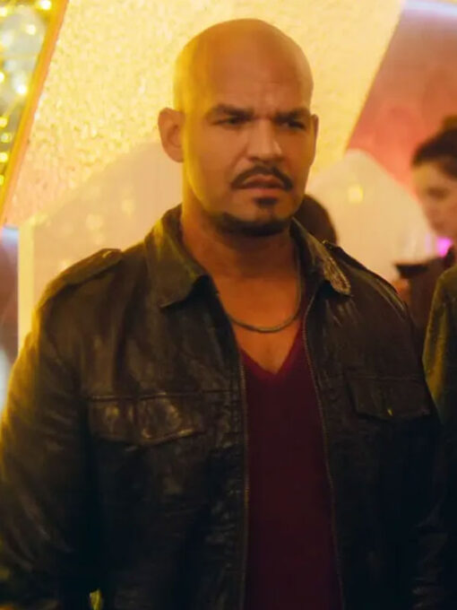 Amaury Nolasco Black Bomber Leather Jacket