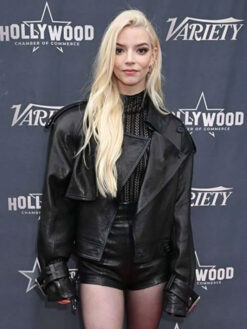 Anya Taylor-Joy Black Leather Jacket