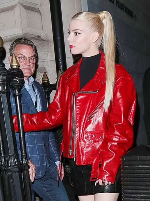 Anya Taylor-Joy Red Leather Jacket