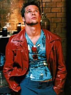 Brad Pitt Leather Maroon Jacket