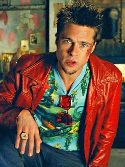 Brad Pitt Maroon Leather Jacket