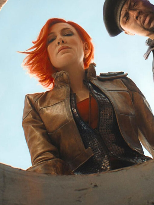 Cate Blanchett Brown Cropped Leather Jacket