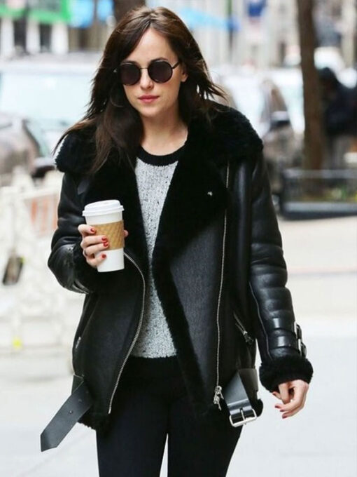 Dakota Johnson Black Leather Jacket