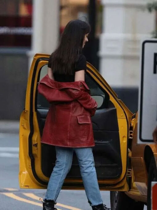 Dakota Johnson Maroon Jacket