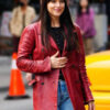 Dakota Johnson Maroon Jacket