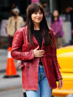 Dakota Johnson Maroon Jacket