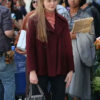 Elle Fanning Maroon Peacoat