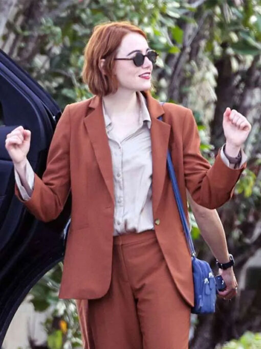 Emma Stone Brown Suit