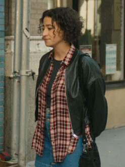 Ilana Glazer Black Leather Bomber Jacket