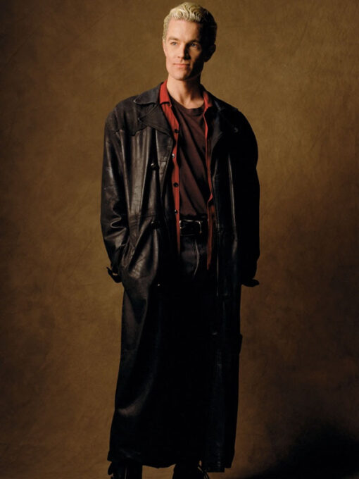 James Marsters Black Leather Trench Coat