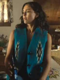 Jessica Alba Blue Aztec Vest