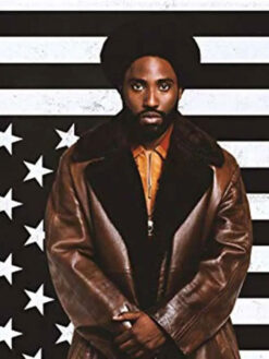 John David Washington Brown Suede Leather Coat