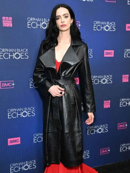 Krysten Ritter Black Leather Coat