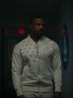 Michael B.Jordan White Bomber Jacket