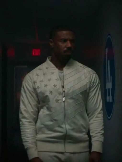 Michael B.Jordan White Bomber Jacket