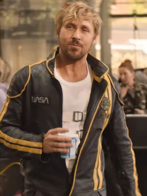 Ryan Gosling Yellow Strips Leather Jacket