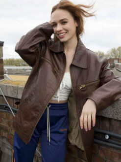 Sadie Soverall Leather Brown Jacket