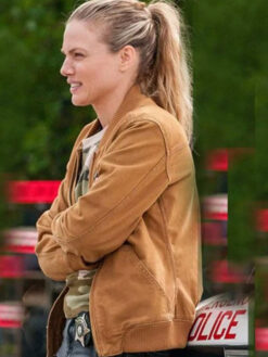 Tracy Spiridakos Brown Bomber Jacket