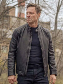 Aaron Eckhart Leather Black Jacket