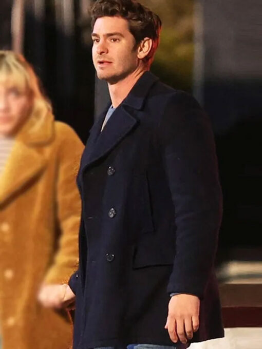 Andrew Garfield Blue Wool Peacoat