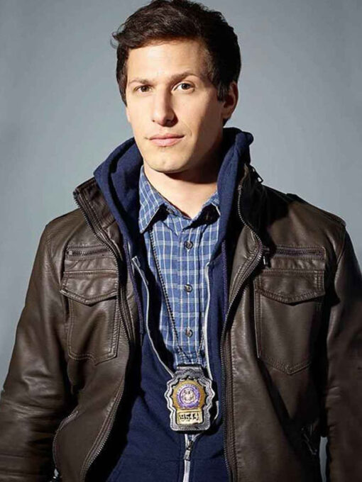 Andy Samberg Brown Leather Jacket