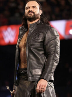 Drew McIntyre Quilted Black Leather Jacket