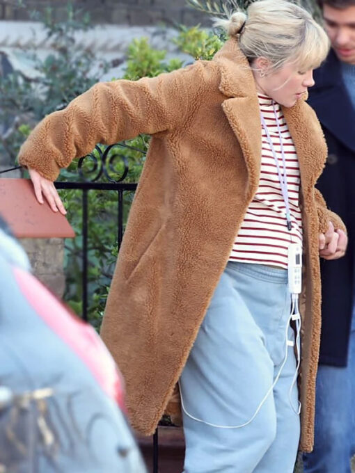 Florence Pugh Brown Shearling Coat