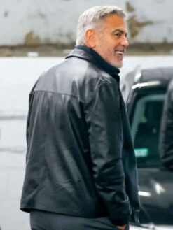 George Clooney Black Leather Jacket