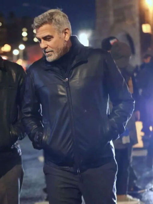 George Clooney Leather Black Jacket