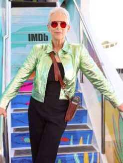 Jamie Lee Curtis Green Leather Jacket