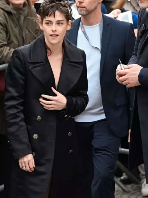 Kristen Stewart Black Fabric Coat