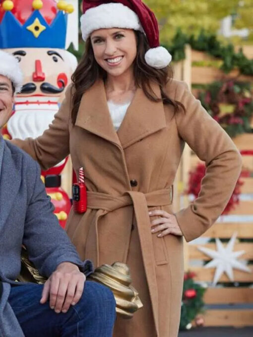 Lacey Chabert Brown Wool Coat