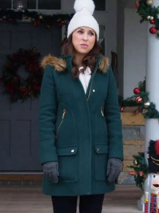 Lacey Chabert Green Parka Hooded Coat