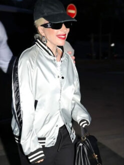 Lady Gaga Silver Metallic Bomber Jacket