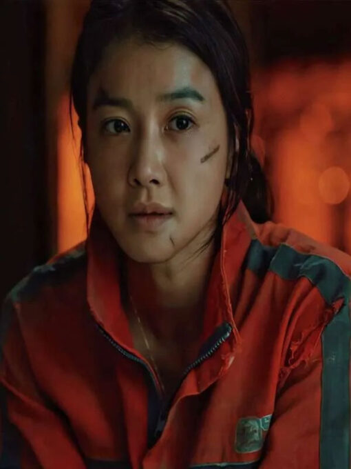 Lee Si-young Gray and Orange Cotton Jacket