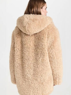 Lily Collins Sherpa Hooded Jacket