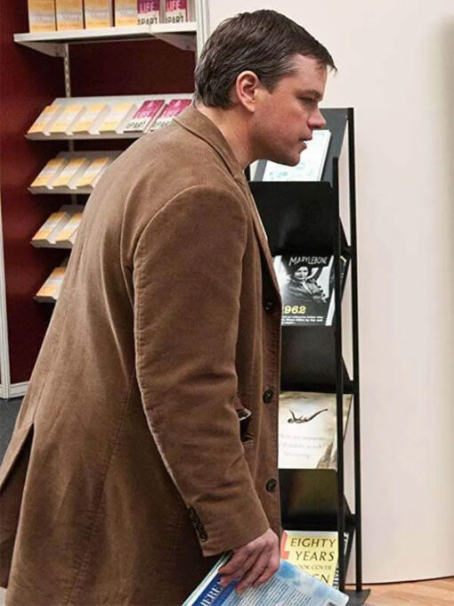 Matt Damon Brown Leather Coat