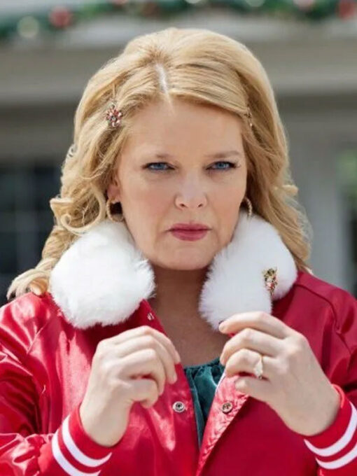 Melissa Peterman Shearling Red Bomber Jacket